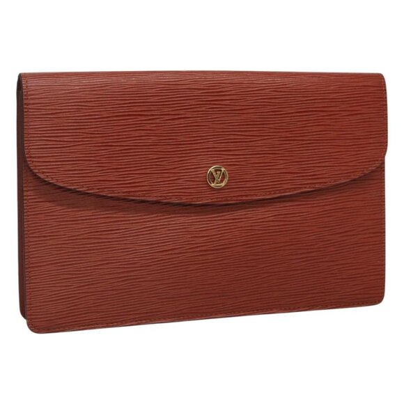LOUIS VUITTON Epi Montaigne 27 Clutch Bag Brown LV Auth 122669 - Picture 1 of 16
